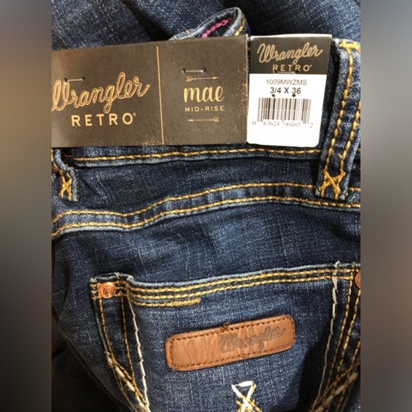 Wrangler mae‎ mid-rise Vivianna retro boot cut jeans size 3/4x36 new - Picture 10 of 11